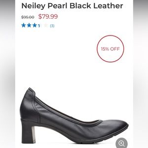 Clarks Women’s Size 8 Neiley Pearl Black Leather Pumps